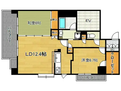 トゥールドゥソレイユ(2LDK/5階)の間取り写真
