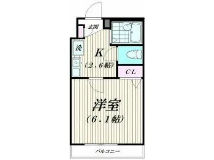 アサイラム山王(1K/2階)の間取り写真