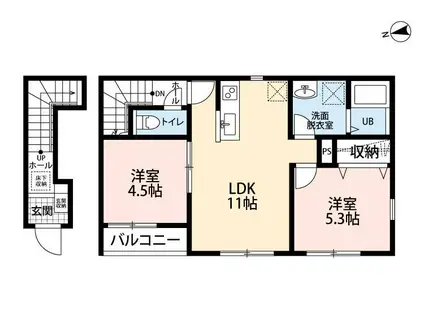 リーブルファイン幸手駅III(2LDK/2階)の間取り写真