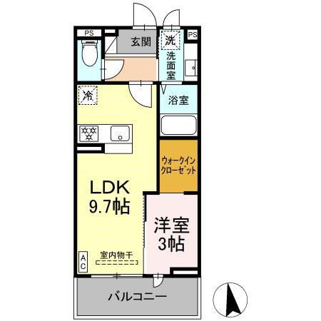 GLICINA(1LDK/3階)の間取り写真