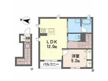 アンビシア柏木(1LDK/2階)の間取り写真