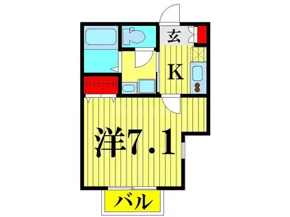 キャメル草加瀬崎2(1K/2階)の間取り写真