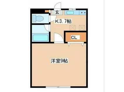 アーバンハイム一本杉(1K/2階)の間取り写真