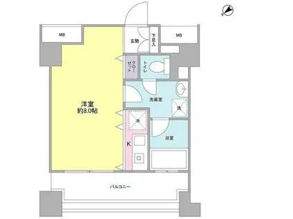 A K レジデンス(ワンルーム/8階)の間取り写真