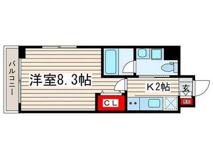 カモミール一之江(1K/8階)の間取り写真