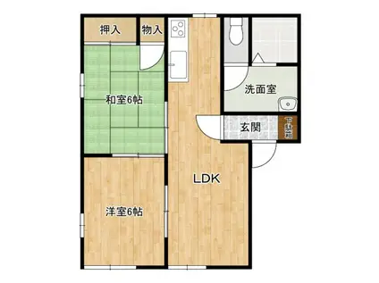 イースタンヒルズ(2LDK/1階)の間取り写真