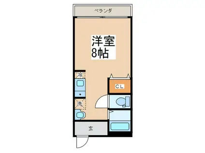 白龍ビル(ワンルーム/2階)の間取り写真