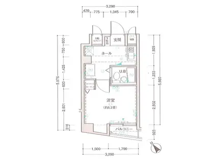 エクセリア代田橋(1K/2階)の間取り写真