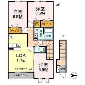 アクア・ミルB棟(3LDK/2階)の間取り写真