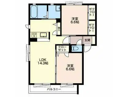 レ・セーナ(2LDK/1階)の間取り写真