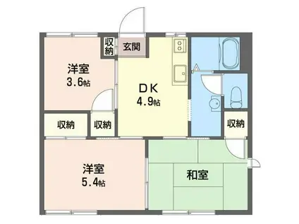 パークヒル A(3K/1階)の間取り写真