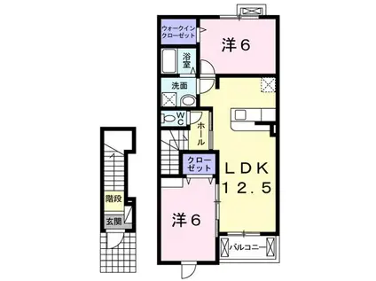 ユアーズ ヒル 6(2LDK/2階)の間取り写真