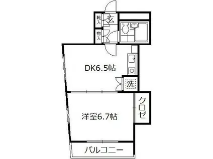 カゼッタ駒(1DK/2階)の間取り写真