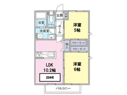 メゾン河辺館(2LDK/2階)の間取り写真