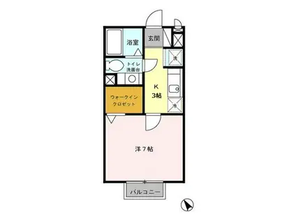 シャトレーS(1K/2階)の間取り写真