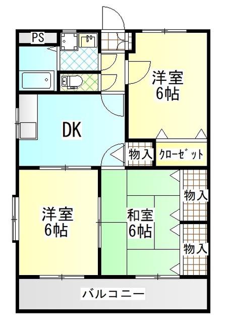 マイルドハイツ(3DK/3階)の間取り写真