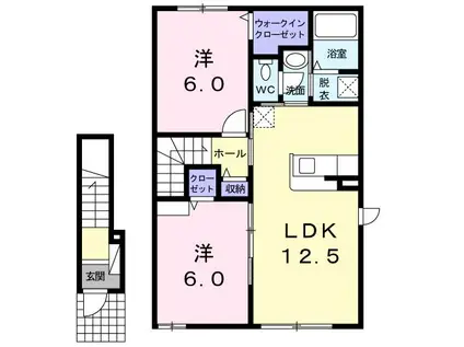 プティット(2LDK/2階)の間取り写真