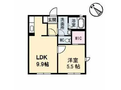 ソレイユ(1LDK/2階)の間取り写真