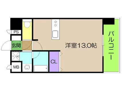 プラスK(ワンルーム/6階)の間取り写真