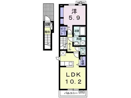 アクティ・リーベル I(1LDK/2階)の間取り写真
