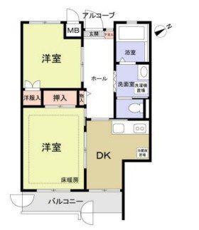 こもれび滝山(2DK/2階)の間取り写真