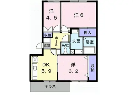 ニューエルディム小田(3K/1階)の間取り写真