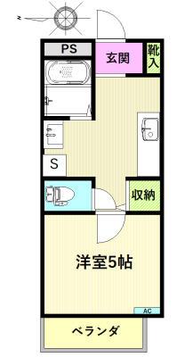 パールハイム(1K/2階)の間取り写真