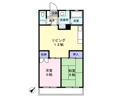 グリーンビレッジサフラン(2LDK/2階)の間取り写真