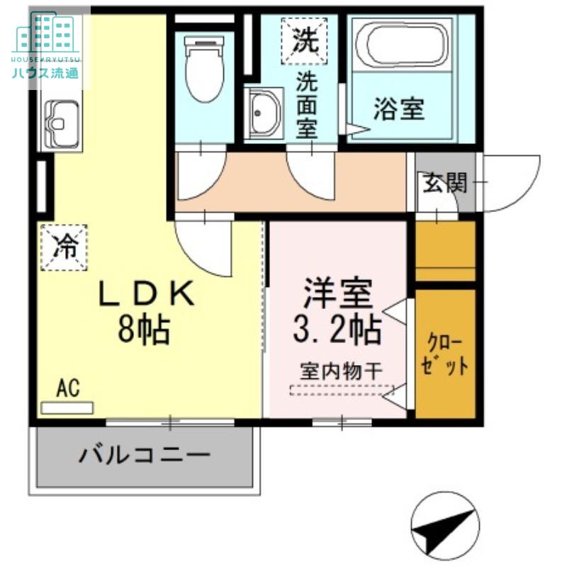 リッチローズ(1LDK/2階)の間取り写真