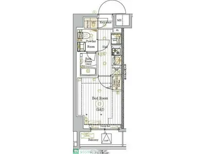 MAXIV川口青木(1K/7階)の間取り写真