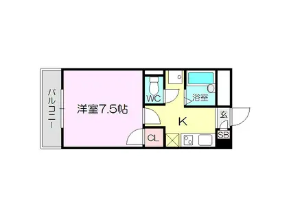 アムール上新庄(1K/1階)の間取り写真