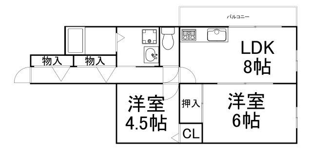 ゼンラフォーレ(2LDK/4階)の間取り写真