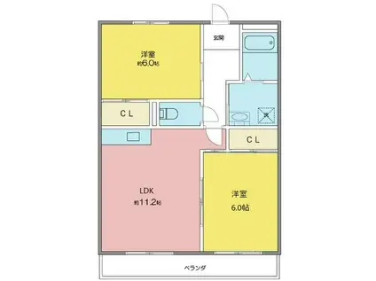 グランドールK(2LDK/1階)の間取り写真