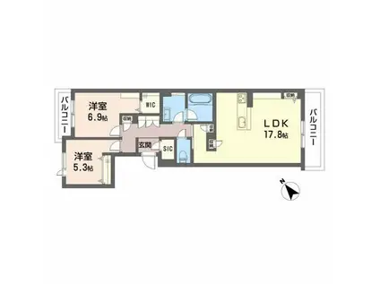 CASA REGIO MISUJI(2LDK/2階)の間取り写真