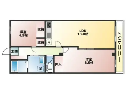 奥村マンション(2LDK/1階)の間取り写真