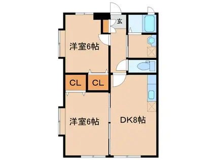 MERCI-K(2DK/1階)の間取り写真