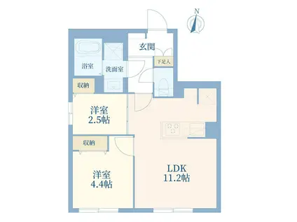 ウェルスクエア西大井(2LDK/2階)の間取り写真