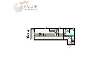 カトレア(1K/3階)の間取り写真