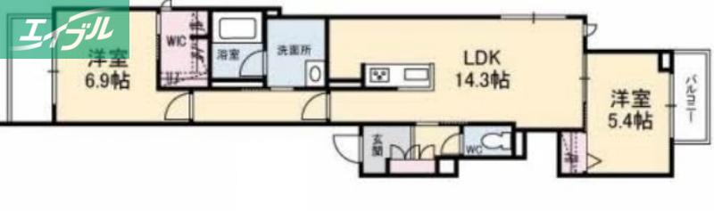 エムズ グアナファト(2LDK/3階)の間取り写真