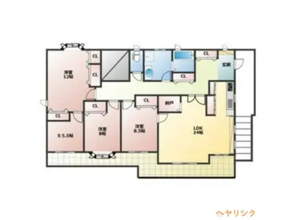 キャトルセゾン(3LDK/2階)の間取り写真