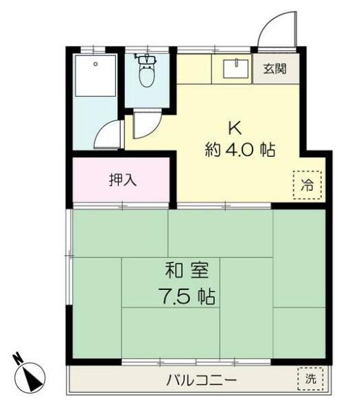 コーポ吉田(1K/2階)の間取り写真