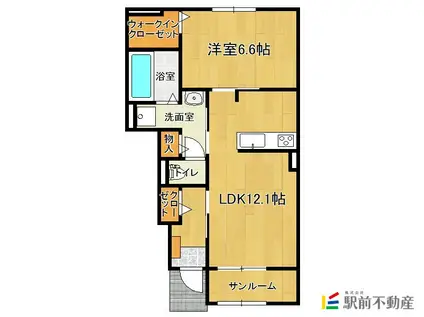 アルモニー 壱番舘(1LDK/1階)の間取り写真