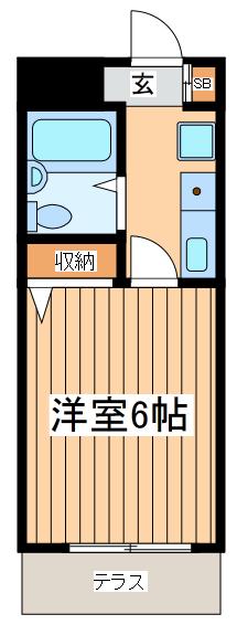 メビウスメルズ(1K/1階)の間取り写真