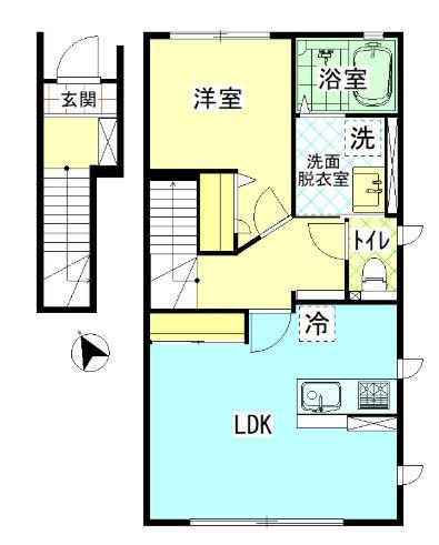 RIO平松(1LDK/2階)の間取り写真