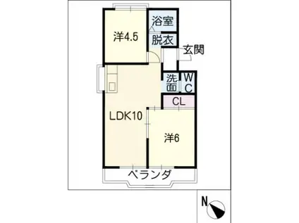 滝川グランドハイツ松棟(2LDK/3階)の間取り写真