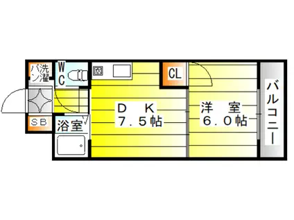 おおきに北大阪リバーフロント(1DK/3階)の間取り写真