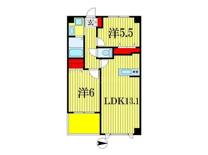 サンピタリア東船橋(2LDK/3階)の間取り写真