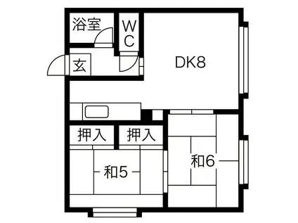 コーポサンシャイン(2DK/2階)の間取り写真