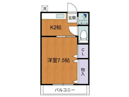 第一緑ヶ丘荘(1K/1階)の間取り写真