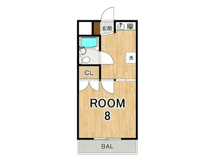 シャンポール(1K/4階)の間取り写真